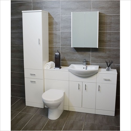 St. Moritz - White Gloss Furniture Package Including Tall Boy Unit