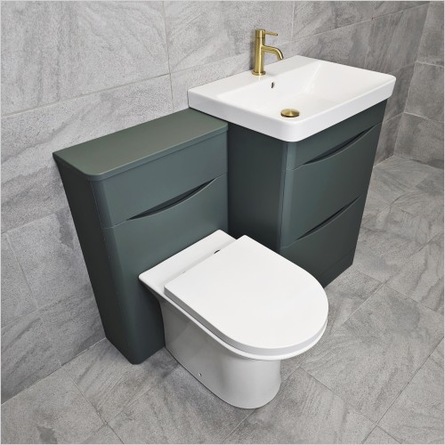 Gems - Moonstone Handleless Highland Green Vanity & WC Unit Set