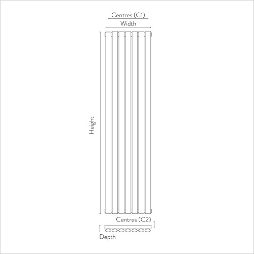 Scudo Bathrooms - Apex Vertical Single White 1800 x 413mm Radiator