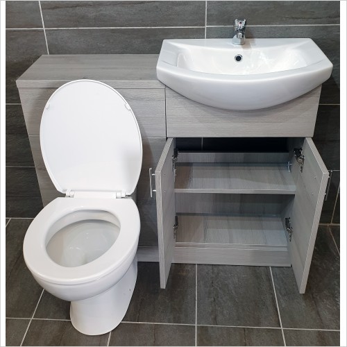 St. Moritz - 1050mm Grey Ash Vanity Set Inc Basin & Standard Toilet Pan