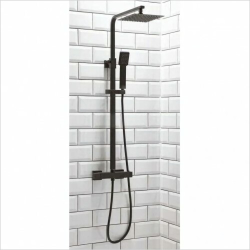 Gems - Lilly Black Square Thermostatic Shower Set Dual Heads