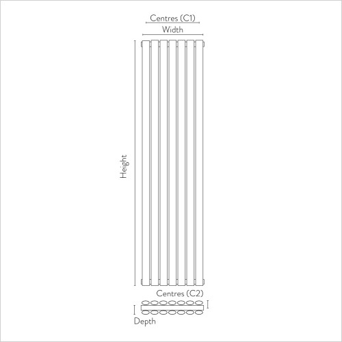 Scudo Bathrooms - Apex Vertical Double Anthracite 1800 x 413mm Radiator