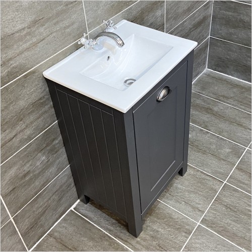 Old England - Durham Dark Grey Oak 500mm Vanity Unit With Basin