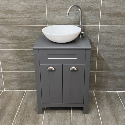Old England - Sorrento Dark Grey Oak Vanity Unit & Charlotte Wok Basin Set