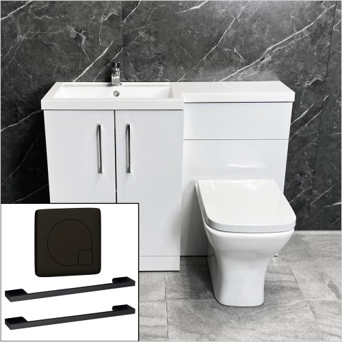 Tecaz - Arno 1100mm L Shape Vanity Set with Black Handles Left Hand