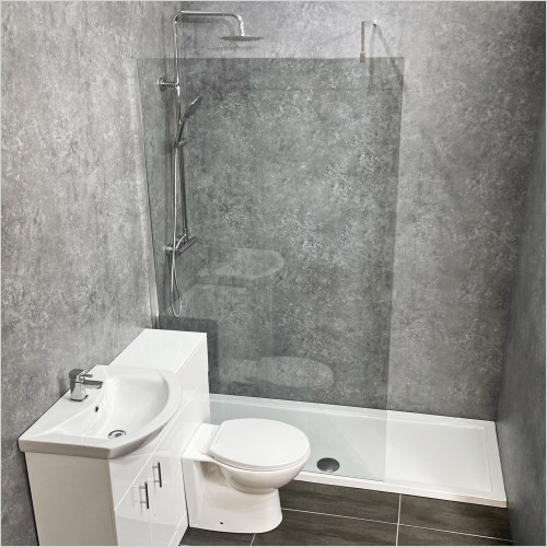 Tecaz - Chrome Playtime Bath Replacement Walk In Shower Suite