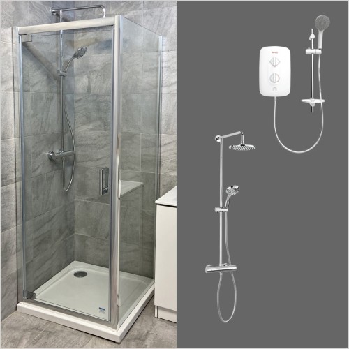 Tecaz - Mondella 800mm Pivot Shower Enclosure