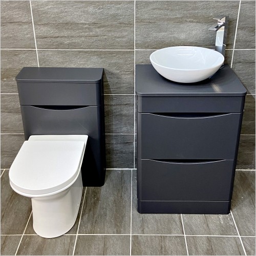 Gems - Moonstone Matt Dark Grey Vanity Set Inc Wok Basin WC & Tap
