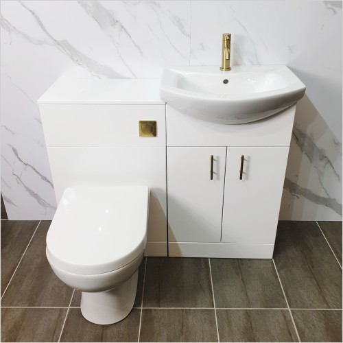 St. Moritz - 1050mm White Vanity Set with Brushed Brass Handles