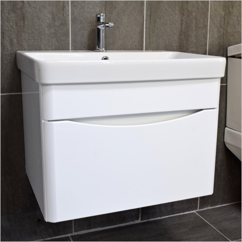 Gems - Moonstone White Gloss Handleless Wall Hung Vanity Unit