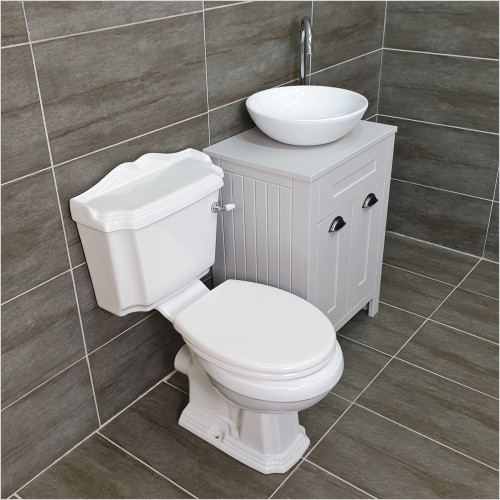 Old England - Sorrento Light Grey Oak Vanity Unit & Legend Toilet Set