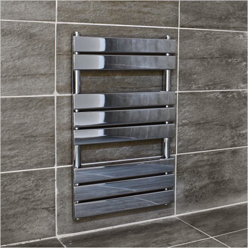 Gems - Chrome 8 Bar Flat Tube Towel Rail 820 x 502mm