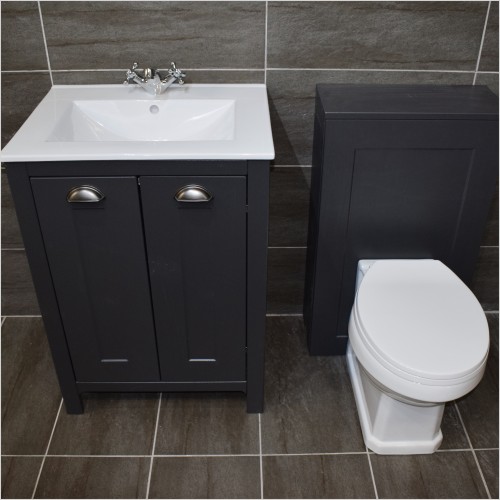 Old England - Durham Dark Grey Oak Vanity Unit & WC Unit Furniture Set
