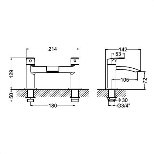 Crosswater - Flow Bath Filler Dual Lever