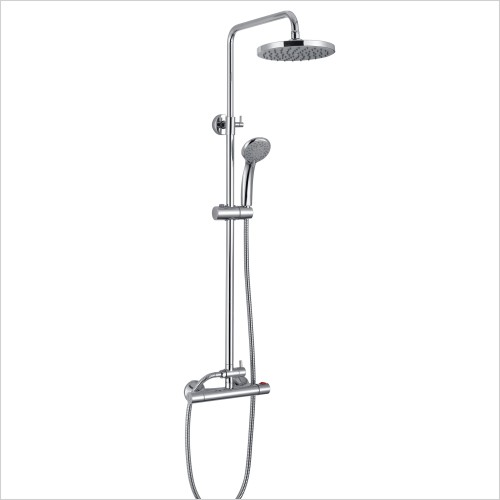 T2 Value Range - Round Thermostatic Shower Mixer With Dual Heads & Riser