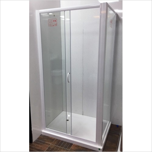 T2 Value Range - Homebrand 1000mm White Sliding Shower Door
