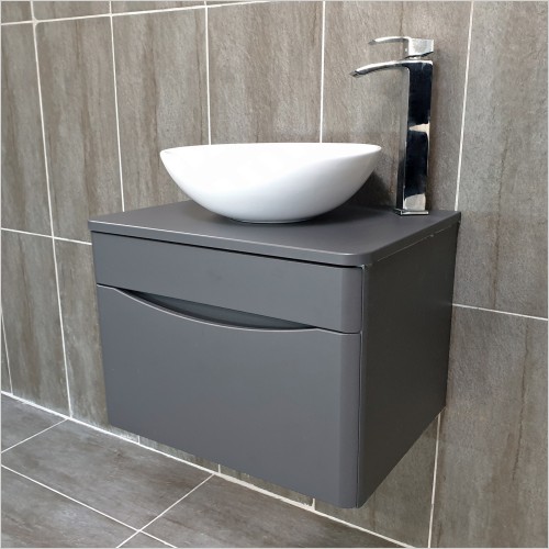 Gems - Moonstone Matt Dark Grey Wall Vanity with Wok Basin & Tap