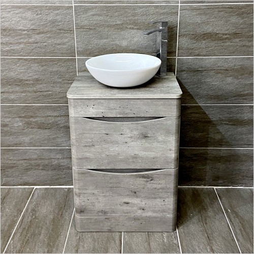 Gems - Moonstone Dark Concrete Vanity with Wok Basin & Tap