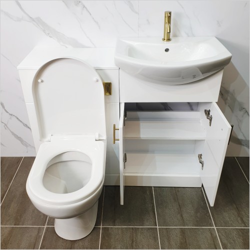 St. Moritz - 1050mm White Vanity Set with Brushed Brass Handles