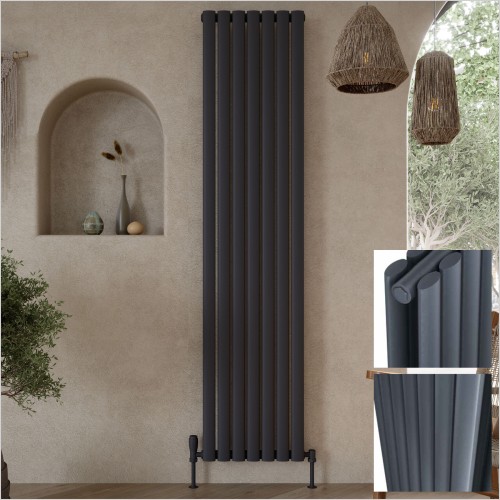 Scudo Bathrooms - Apex Vertical Double Anthracite 1800 x 413mm Radiator