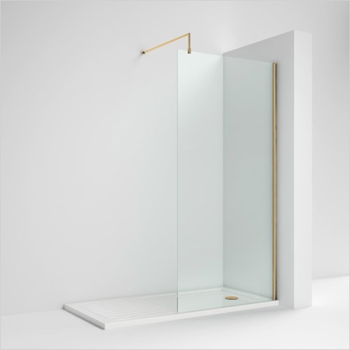 Nuie - 760mm Brushed Brass Finish Wet Room Screen