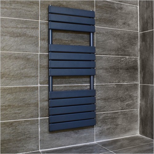 Gems - Anthracite 12 Bar Flat Tube Towel Rail 1210 x 502mm