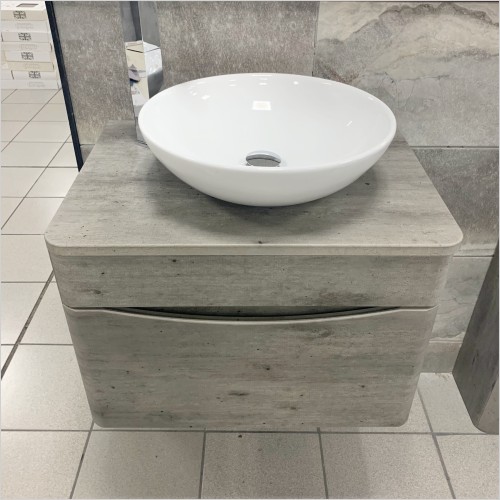Gems - Dark Concrete Wall Hung Vanity Unit With Wok Basin & Tap