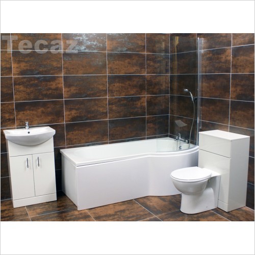 Reflections - Claire P Shaped Showerbath Suite With Vanity Set Right Hand