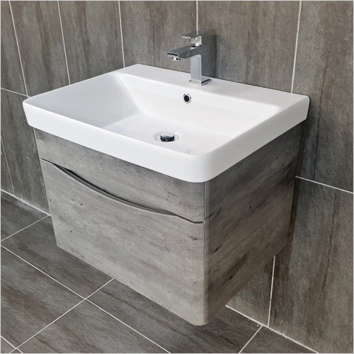 Gems - Moonstone Dark Concrete Handleless Wall Hung Vanity Unit
