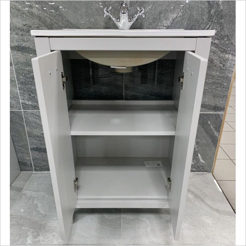 Old England - Durham Light Grey Oak 600mm Vanity Unit with Basin