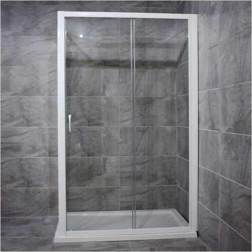 Tecaz - 1000 x 1850mm Chrome Frame Sliding Shower Door