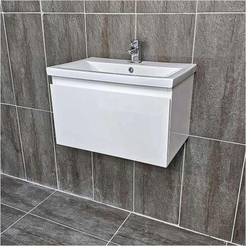 Tecaz - Mino 600mm Wall Hung Vanity Unit With Ceramic Basin