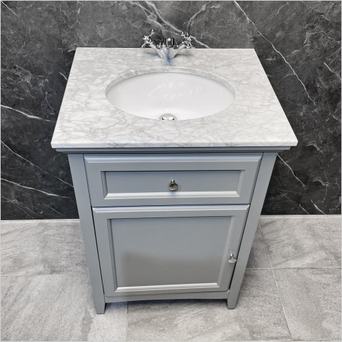 Tecaz - Savoy 600mm Gun Metal Grey Vanity Unit Inc. Worktop