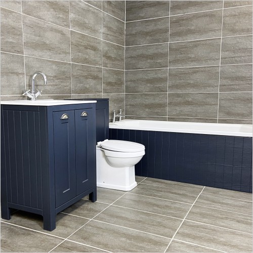 Old England - Durham Indigo Blue Bathroom Vanity Suite + White Seat