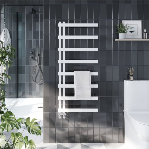 Scudo Bathrooms - Irani White 1150 x 500mm Heated Towel Rail