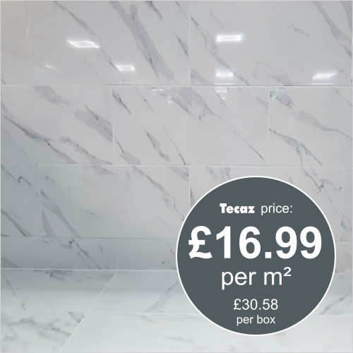 Tecaz - Calcutta Line White 60 x 30cm Wall Tile