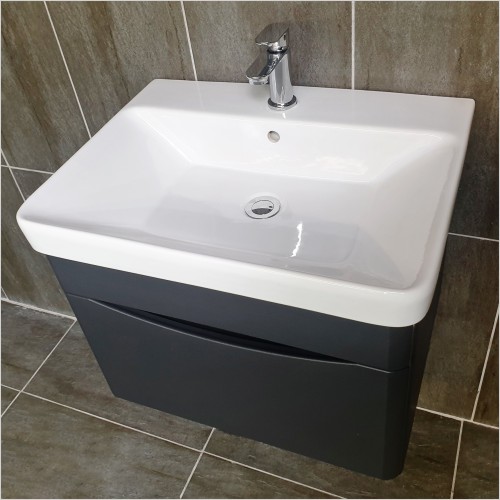 Gems - Moonstone Handleless Matt Dark Grey Wall Hung Vanity Unit