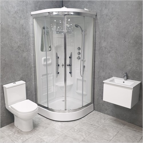 Gems - Crystal Shower Cabin & Mino 600mm Wall Hung Vanity Suite