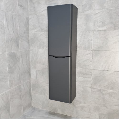 Gems - Moonstone Handleless Matt Dark Grey Wall Hung Tall Boy Unit