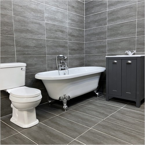 Old England - Durham Dark Grey Oak Vanity Roll Top Bath Suite