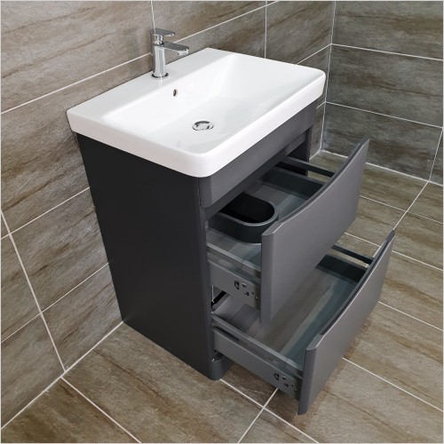 Gems - Moonstone handleless 600mm Matt Dark Grey Vanity Unit