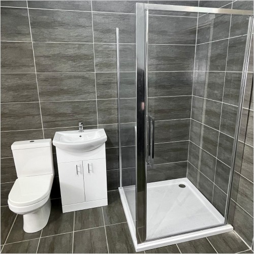 Tecaz - 1000mm Pivot Shower Suite 550mm Vanity & Charlie Toilet