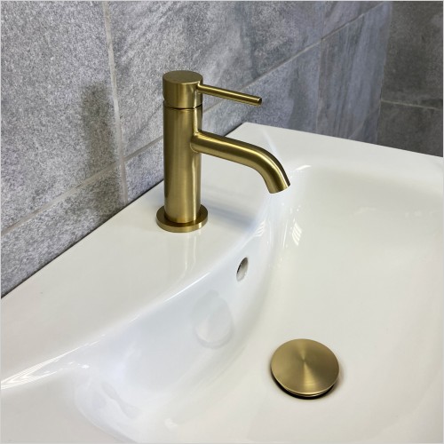 Reflections - Design G Brushed Brass Mini Basin Mono Mixer Tap