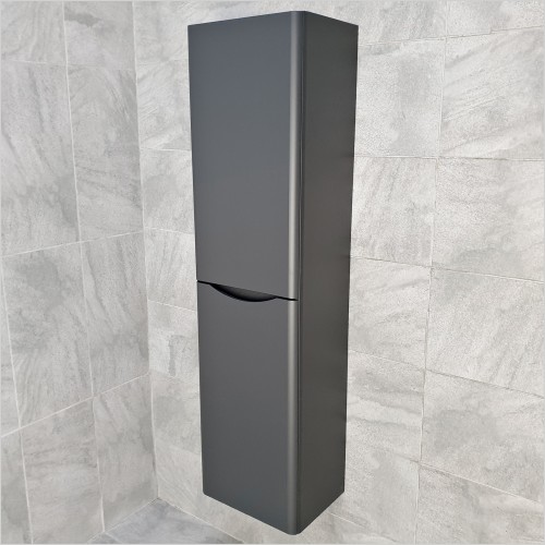Gems - Moonstone Handleless Matt Dark Grey Wall Hung Tall Boy Unit