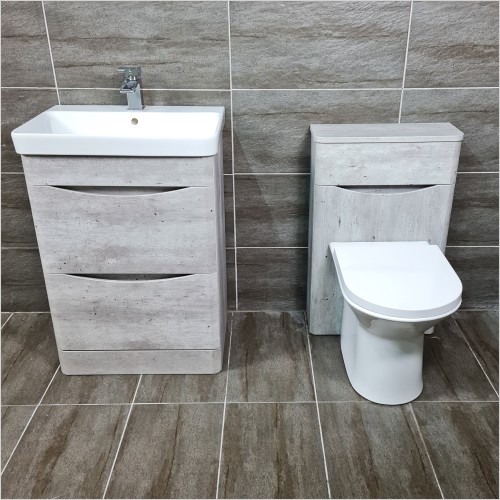 Gems - Moonstone Handleless Light Concrete Vanity & WC Unit Set