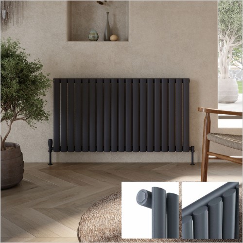 Scudo Bathrooms - Apex Horizontal Single Anthracite 600 x 1121mm Radiator