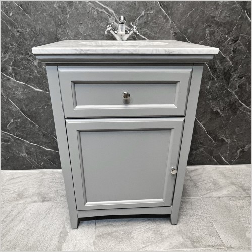 Tecaz - Savoy 600mm Gun Metal Grey Vanity Unit Inc. Worktop