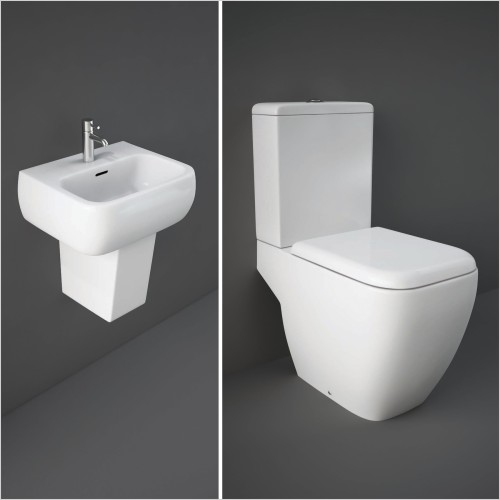 Rak - Metropolitain 420mm Basin & Half Ped With WC Cloakroom Set