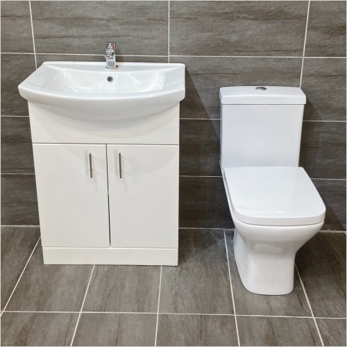 St. Moritz - 550mm Vanity Unit & Sandy Short Projection Toilet Set