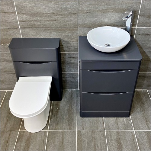 Gems - Moonstone Matt Dark Grey Vanity Set Inc Wok Basin WC & Tap